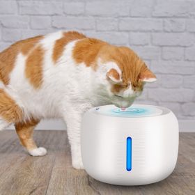 2.5L 84.54OZ Pet Water Fountain Smart Pet Drinking Fountain with LED Light 7 Pack Replaceable Filters Water Level Quiet Pump Dry-Run Protection Cat Do (Color: White)